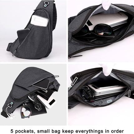 Blue left shoulder New Men's Reflective Crossbody Sling Bag - Casual Commuter Shoulder Chest Pack for Daily Essentials