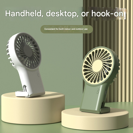 2-PCS Orange New Portable Handheld Air Cooler Fan - Foldable Desktop USB Rechargeable Mini Fan with Climbing Buckle