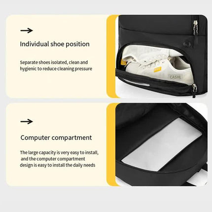 Black Sports Backpack with Separate Shoe & Ball Compartments - Waterproof Gym Bag for Basketball, Soccer, Travel & Daily Use