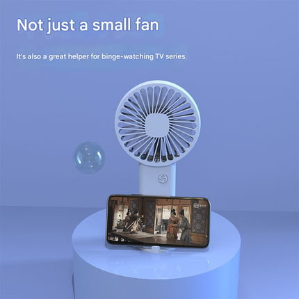2-PCS Blue Portable USB Rechargeable Mini Handheld Fan with Desktop Base & Phone Stand - 3-Speed Quiet Operation