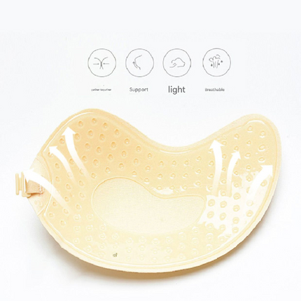 3-PCS Skin color Invisible Silicone Push-Up Bra - Reusable Adhesive Mango Breast Pasties with Breathable Design - Strapless Backless Self-Adhesive Nipple Covers for Women(Cup D)