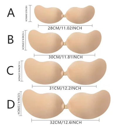 3-PCS Black color Invisible Silicone Push-Up Bra - Reusable Adhesive Mango Breast Pasties with Breathable Design - Strapless Backless Self-Adhesive Nipple Covers for Women(Cup B)