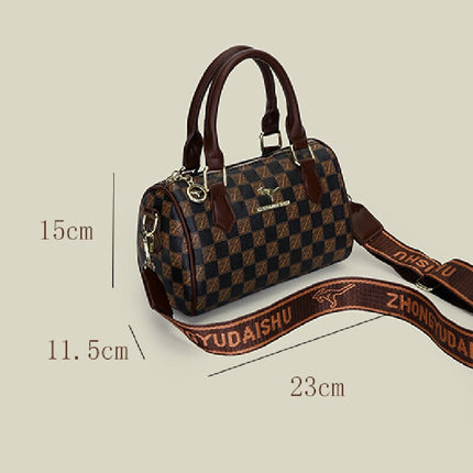 Brown bear Stylish PU Leather Boston Bag - Elegant Retro Single Shoulder Crossbody Handbag for Women
