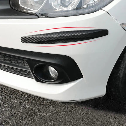 3-PCS Black Universal Car Bumper Protector Strips - Carbon Fiber Look Anti-Scratch Guards (2-Pack)