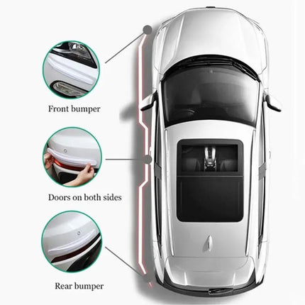 3-PCS Transparent Universal Car Bumper Protector Strips - Carbon Fiber Look Anti-Scratch Guards (2-Pack)