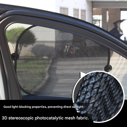 Black Universal Car Window Sun Shade Set - Mesh Fabric UV Protection(One hole-free rear gear + four hole-free side gears)