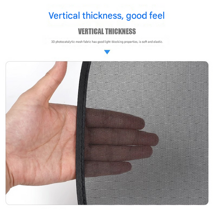 Black Universal Car Window Sun Shade Set - Mesh Fabric UV Protection(One hole-free rear gear + four hole-free side gears)