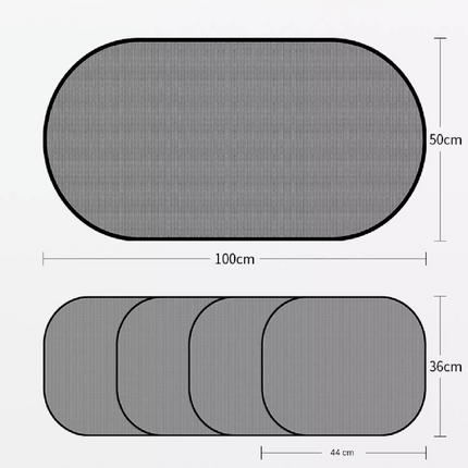 Black Universal Car Window Sun Shade Set - Mesh Fabric UV Protection(One hole-free rear gear + four hole-free side gears)