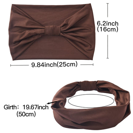 5-PCS Black Women's Extra Wide Turban Headband - Elastic Yoga & Sports Hair Wrap