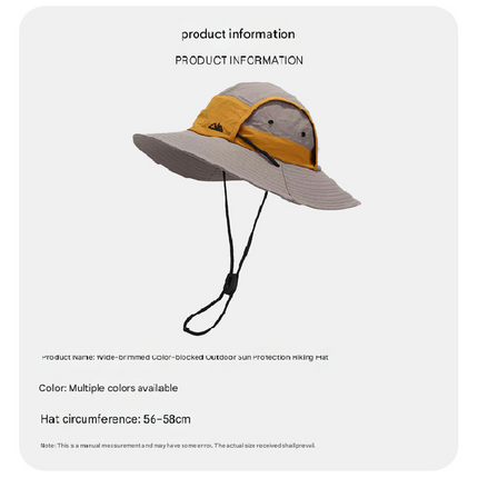 Orange Quick-Dry Sun Protection Bucket Hat for Men - Breathable Outdoor Hiking & Fishing Cap with Wide Brim