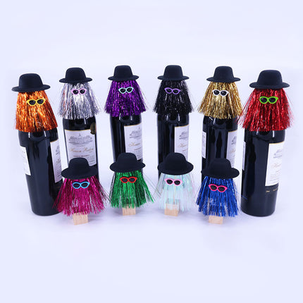 5-PCS Red Halloween Party Wine Bottle Hats - Spooky Creative Bottle Decorations, Approx. 8x12cm