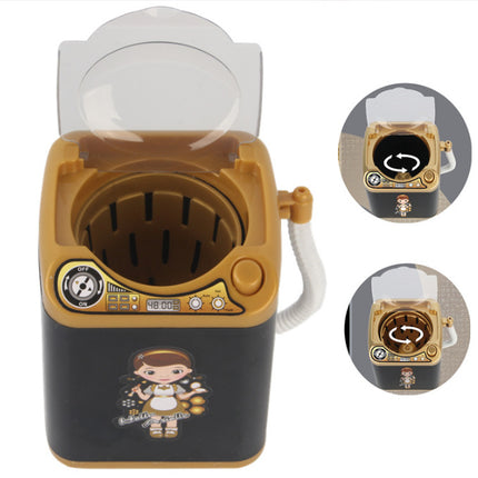 Black Kids Mini Electric Toy Washing Machine with Spin Dryer Basket - Pretend Play Appliance