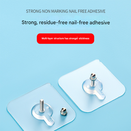 50-PCS Heavy Duty Adhesive Screw Stickers No Drilling Wall Hooks 6x6cm Waterproof Stainless Steel for Kitchen Bathroom Rental Friendly(14mm)