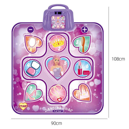 Kids Electronic Dance Mat Princess Theme Musical Rhythm Game with LED Lights Adjustable Volume Non-Slip Floor Playmat for Girls Age 3+