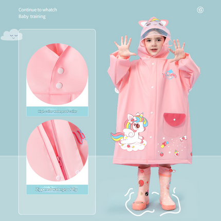 Blue astronaut  Kids Waterproof Raincoat with Expandable Backpack Slot Hooded Rain Jacket for Boys & Girls School & Outdoor(size:M)