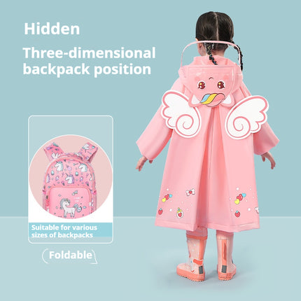 Blue astronaut  Kids Waterproof Raincoat with Expandable Backpack Slot Hooded Rain Jacket for Boys & Girls School & Outdoor(size:M)