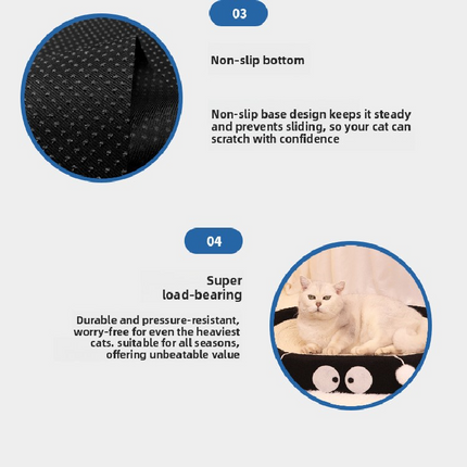 Round black coal balls Large Cat Scratcher Bed 2 in 1 Sisal Scratching Pad & Plush Lounge Nest Durable Claw Grinder Mat for Indoor Cats