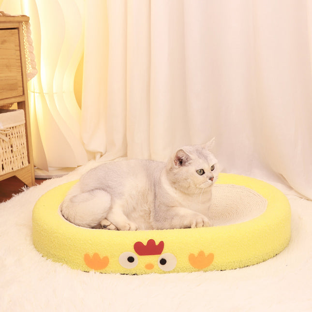 Oval-Shaped Braised Chicken Large Cat Scratcher Bed 2 in 1 Sisal