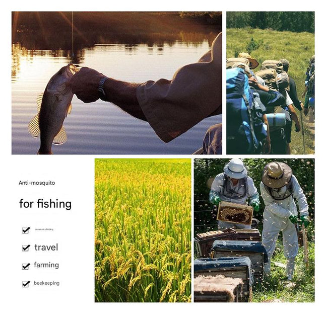 Summer leaf camouflage Outdoor Fishing Hat with Mesh Head Net Sun Protection Bucket Cap Anti-Mosquito Fly Guard for Gardening Hiking & Beekeeping