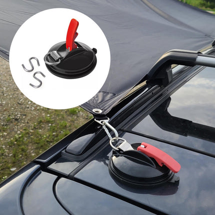 4 Pack Orange plate + black buckle Heavy Duty Suction Cup Anchors with S-Hooks for Car Side Awnings and Camping Tarps Multifunctional Tie Down Points for Outdoor Road Trips 10kg Capacity
