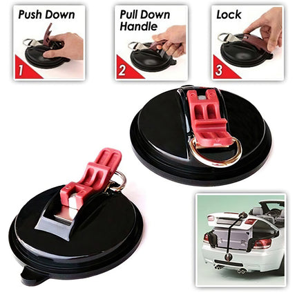 4 Pack Black plate + black buckle Heavy Duty Suction Cup Anchors with S-Hooks for Car Side Awnings and Camping Tarps Multifunctional Tie Down Points for Outdoor Road Trips 10kg Capacity