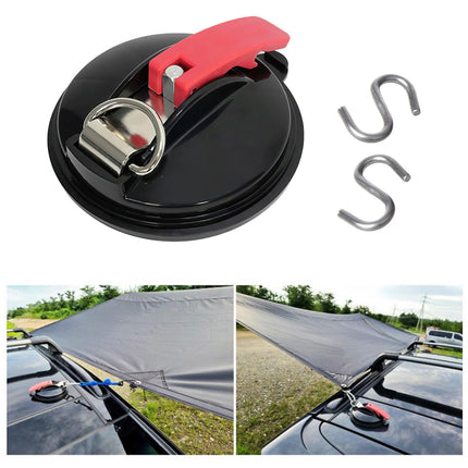 4 Pack Sky blue plate + green buckle Heavy Duty Suction Cup Anchors with S-Hooks for Car Side Awnings and Camping Tarps Multifunctional Tie Down Points for Outdoor Road Trips 10kg Capacity