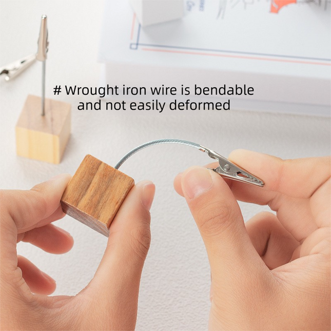 White 4 Pack Wooden Cube Memo Clips Photo Holders with Flexible Wire Alligator Clasp for Weddings Home and Office Desk Decor 11cm Height