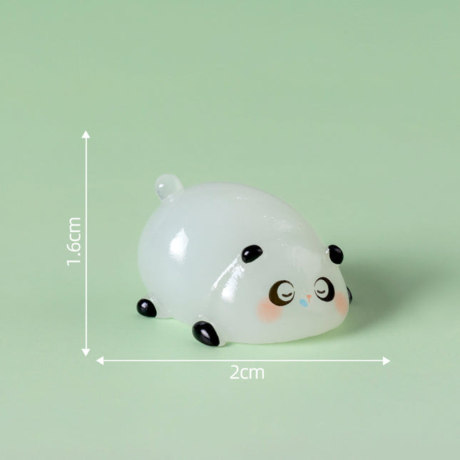 5-PCS Transparent sleepiness Cute Glow in the Dark Panda Figurines Resin Miniature Ornaments for DIY Fairy Gardens and Micro Landscapes