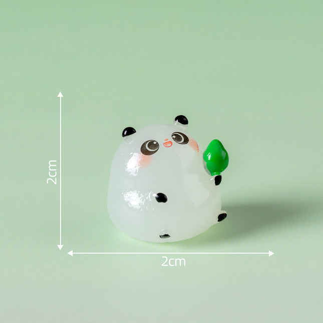 5-PCS Transparent bamboo Cute Glow in the Dark Panda Figurines Resin Miniature Ornaments for DIY Fairy Gardens and Micro Landscapes