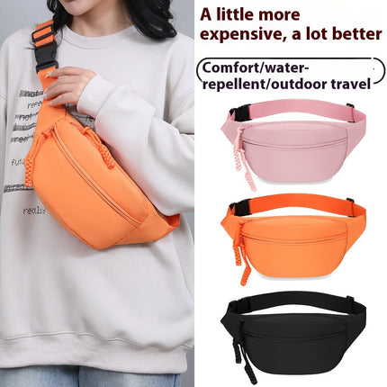 White Women's Fashion Crossbody Sling Bag Large Capacity Casual Shoulder Bag Waterproof Nylon Waist Pack for Travel Sports