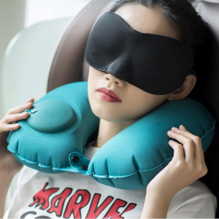 2-PCS Pink Inflatable Travel Neck Pillow Press to Inflate U-Shape Soft Flocking Support Cushion for Airplane Car & Camping Portable Air Pump Design