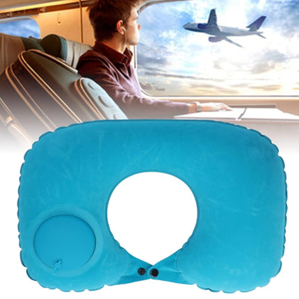 2-PCS Pink Inflatable Travel Neck Pillow Press to Inflate U-Shape Soft Flocking Support Cushion for Airplane Car & Camping Portable Air Pump Design