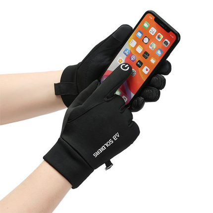Grey Winter Thermal Gloves for Men Outdoor Cycling Driving Waterproof Touch Screen Warm Fleece Lining Anti-Slip(Size:XL)