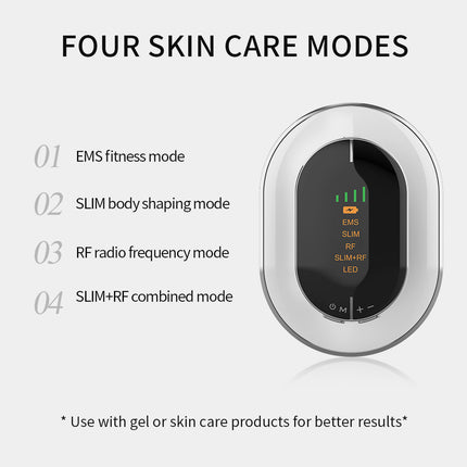 White RF Body Sculpting Massager Handheld Slimming Device with EMS & LED Light Therapy for Stomach Arms and Legs Skin Tightening