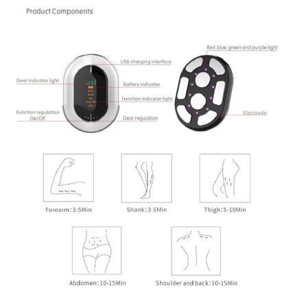 White RF Body Sculpting Massager Handheld Slimming Device with EMS & LED Light Therapy for Stomach Arms and Legs Skin Tightening