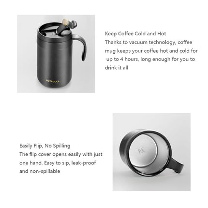 Black Portable Pour Over Coffee Maker Set Insulated Stainless Steel Travel Mug with Reusable Drip Filter and Spoon 3 Piece Kit