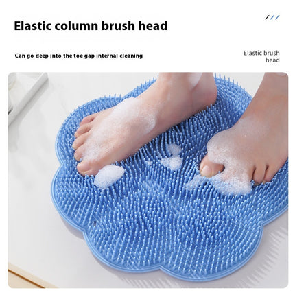 2-PCS Blue cat PAWS Non-Slip TPE Shower Mat with Foot Scrubber and Suction Cups Large Massage Bath Mat for Bathroom 30cm x 30cm