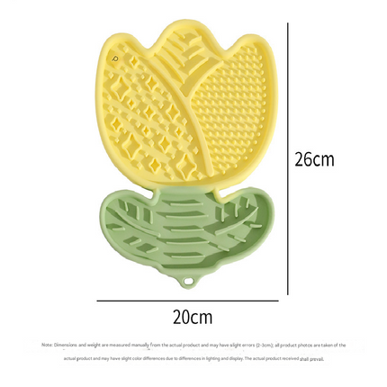 2-pcs Rouge powder Tulip Shaped Silicone Pet Licking Mat Slow Feeder Dog Cat Lick Pad with Suction Cups Anxiety Relief and Boredom Buster