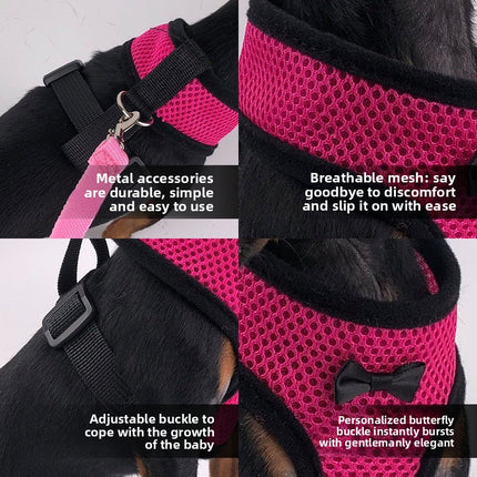 2-Pcs Red Adjustable Pet Harness with Leash – Breathable Mesh Design for Small Dogs, Cats, Chickens, Ducks & More | Anti-Escape, 360° Support, Lightweight & Comfortable in Australia(Size:XL)