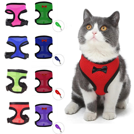 2-Pcs Black Adjustable Pet Harness with Leash – Breathable Mesh Design for Small Dogs, Cats, Chickens, Ducks & More | Anti-Escape, 360° Support, Lightweight & Comfortable in Australia(Size:S)