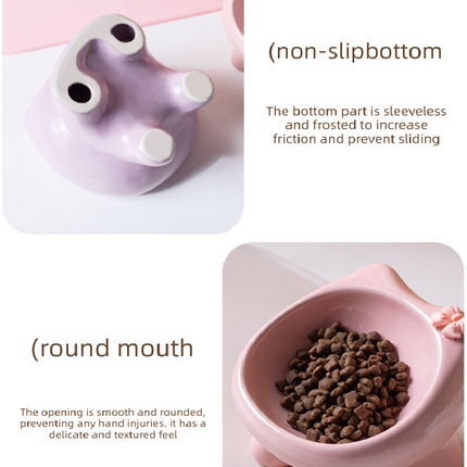 Pink Ceramic Elevated Cat Bowl Tilted Raised Pet Feeder with Anti-Slip Base Cute Design for Wet or Dry Food Ideal for Australian Pets