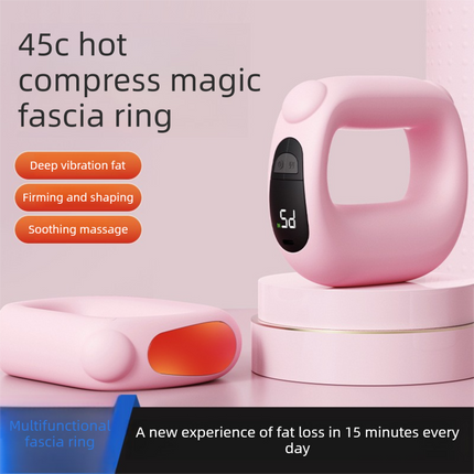 Brown Portable Fascia Massage Ring Vibration Massager with Heat and LED Display for Muscle Relaxation and Body Shaping