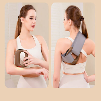 Pink Portable Fascia Massage Ring Vibration Massager with Heat and LED Display for Muscle Relaxation and Body Shaping