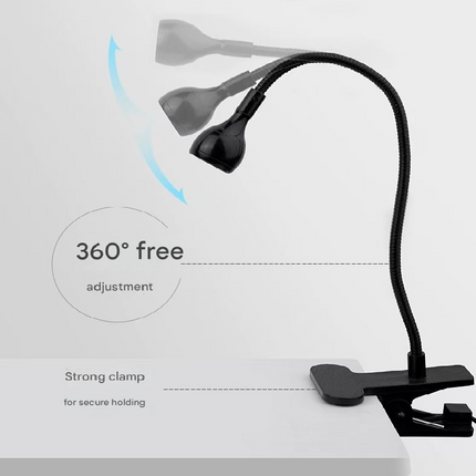 Black 3W UV LED Gel Nail Curing Lamp Clip On Flexible Gooseneck Light 4 Brightness Levels for Gel Polish and Resin Curing