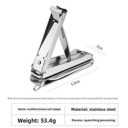 2-PCS Original steel colour 5-in-1 Foldable Stainless Steel Nail Clipper Multitool Keychain with Knife Scissors and File Portable Pocket Manicure Set