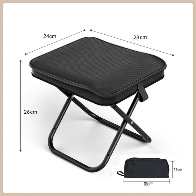 Black Ultra-Compact Portable Folding Stool 120kg Capacity Lightweight