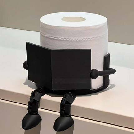 2-PCS Black Novelty 3D Printed Reading Figure Toilet Roll Holder Fun Desktop Paper Stand Ornament for Bathroom Decor Unique Gift for Australian Homes
