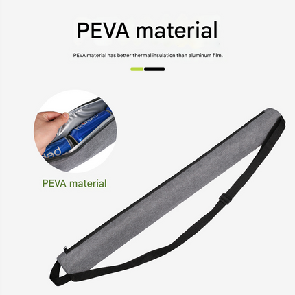 Grey Insulated Golf Beer Cooler Bag Cylindrical Tube Design with PEVA Lining 25cm Portable Crossbody Shoulder Strap for Australian Golf and BBQs