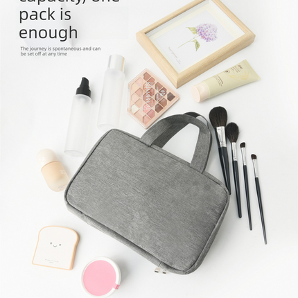 Black Waterproof 4-Fold Hanging Toiletry Bag with Wet/Dry Separation for Australian Travel & Cosmetics