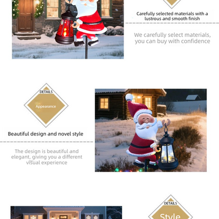 Warm white light Solar Powered Christmas Garden Stake - Metal Santa with Watering Can &  LED Waterfall - 82cm Outdoor Yard Decoration